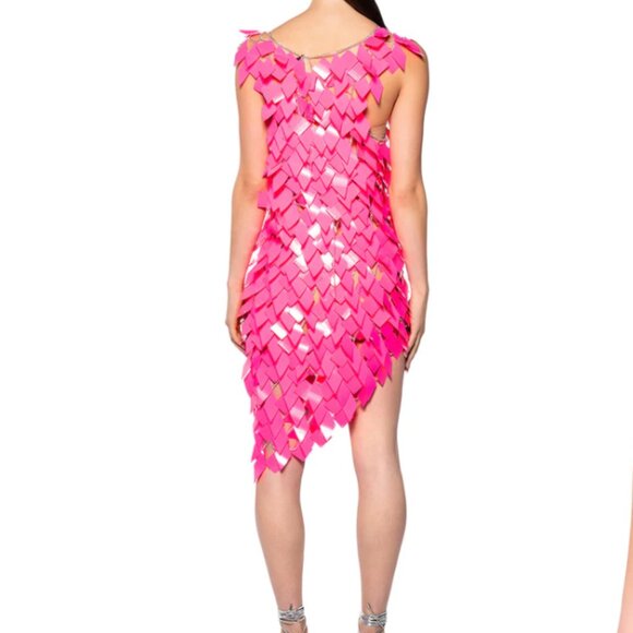 Callie Lives Stasia 3006 AKIRA Its A Hot Pink Party Sequin Chain Mini Dress Med - Picture 4 of 7
